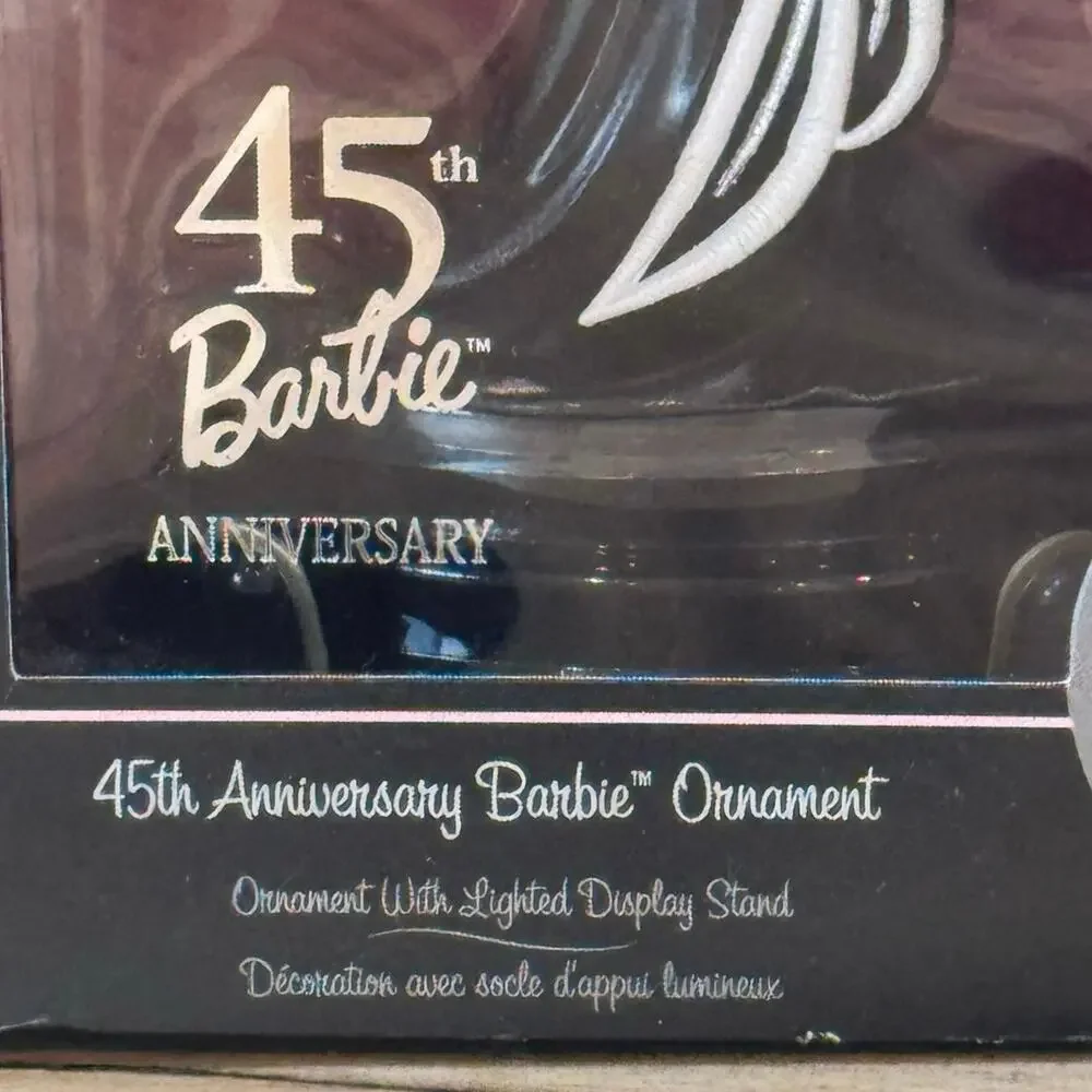 2004 Hallmark Keepsake 45th Anniversary Barbie Ornament Lighted Stand Vintage